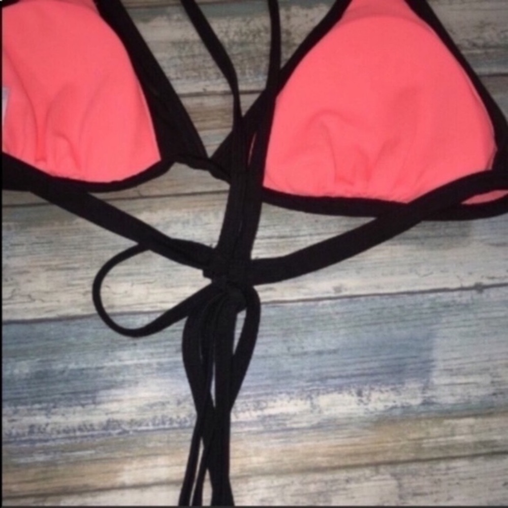 Xhilaration Black Floral Embroidered Bikini Small Triangle Mesh Bralette Swim - Picture 4 of 6